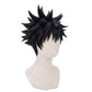 3/4 view of Megumi Fushiguro wig from Jujutsu Kaisen featuring dynamic black spikes, detailed layered styling, and an anime-inspired cosplay appearance