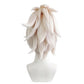 Back view of Mercy wig from Overwatch featuring a structured blonde high ponytail, smooth synthetic fibers, and the signature Angela Ziegler hairstyle silhouette