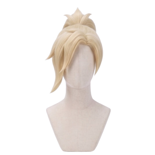 DIY styling wig for recreating Mercy’s blonde ponytail hairstyle
