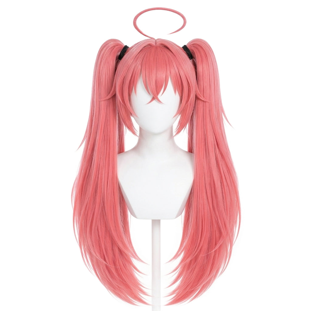 Front view of Milim Nava cosplay wig showing vibrant pink hair for DIY styling