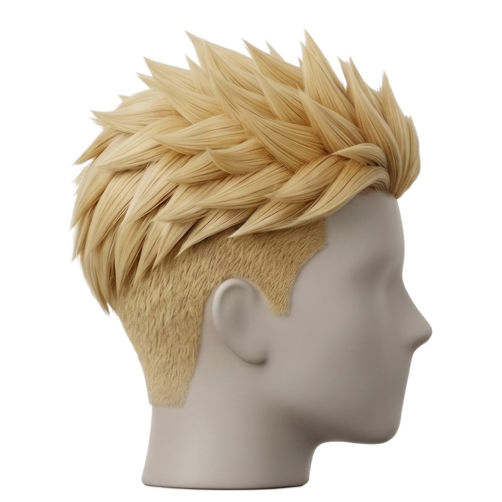 Side view of Knives Millions wig showing clean undercut design