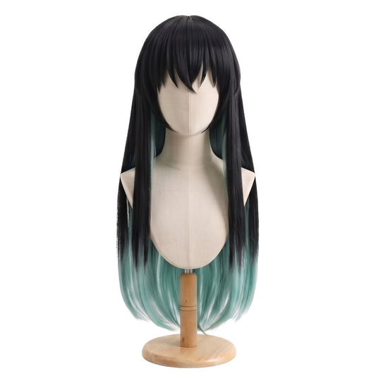 Long gradient anime cosplay wig inspired by Muichiro Tokito from Demon Slayer