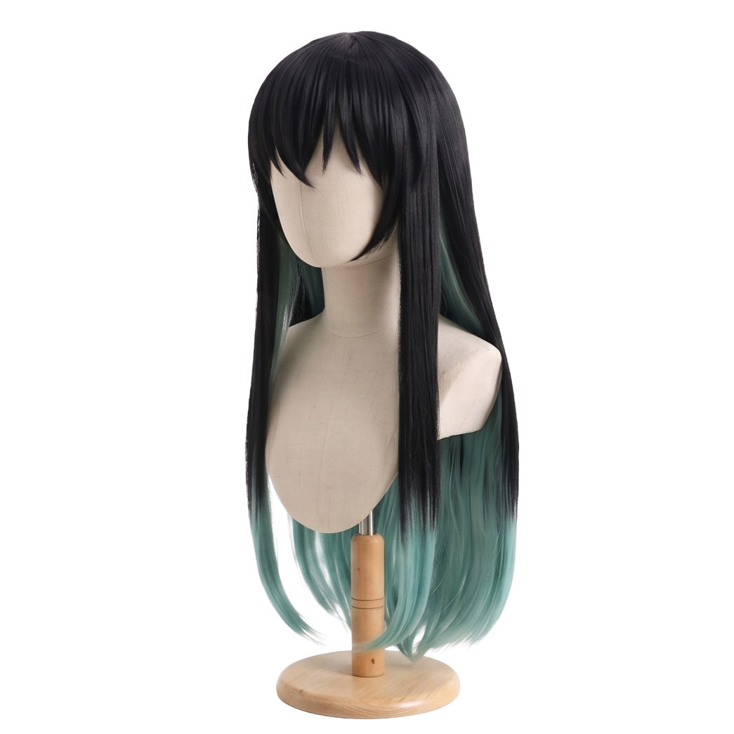 Three-quarter view of Muichiro Tokito long gradient cosplay wig