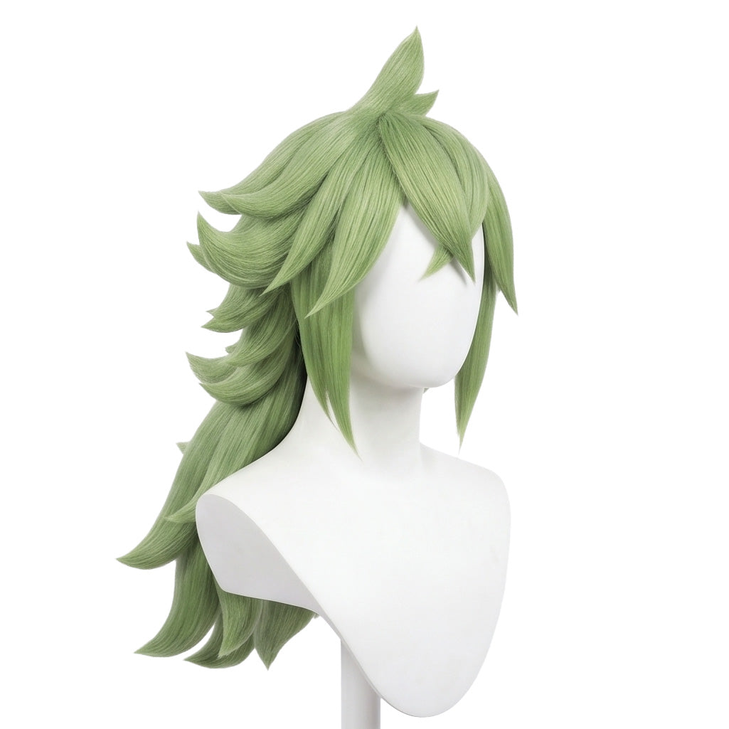 N Pokémon cosplay wig displayed on mannequin with anime-accurate styling