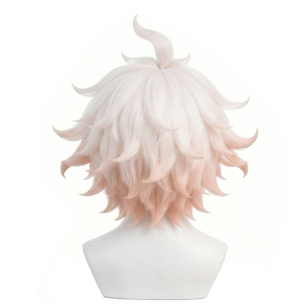 Back view of Danganronpa Nagito wig with faded white gradient near roots
