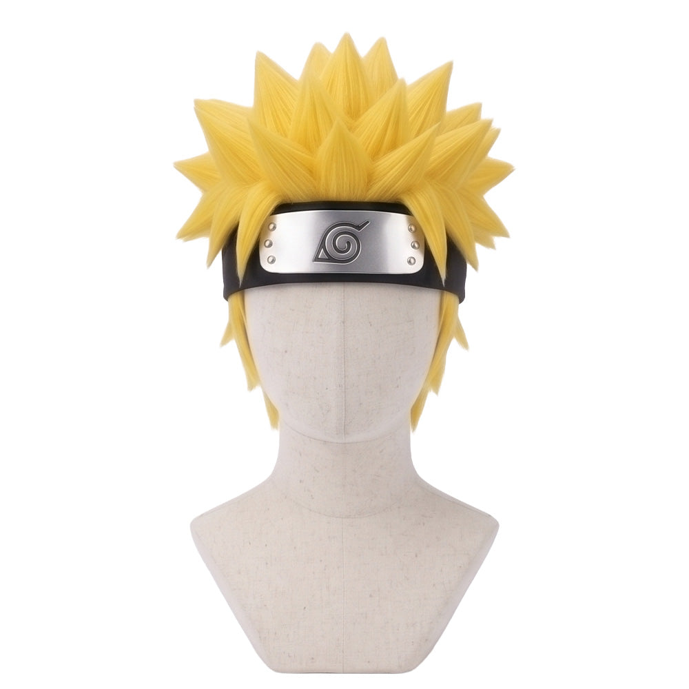 Naruto Uzumaki cosplay wig from Naruto featuring a handcrafted blonde spiky anime hairstyle with signature pointed layers and ninja character styling