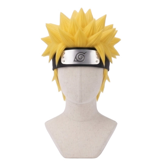 Naruto Uzumaki cosplay wig from Naruto featuring a handcrafted blonde spiky anime hairstyle with signature pointed layers and ninja character styling