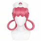 Nurse Joy cosplay wig with bright pink hair and round side rings