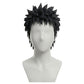 Front view of Obito Uchiha cosplay wig with short spiky black hair