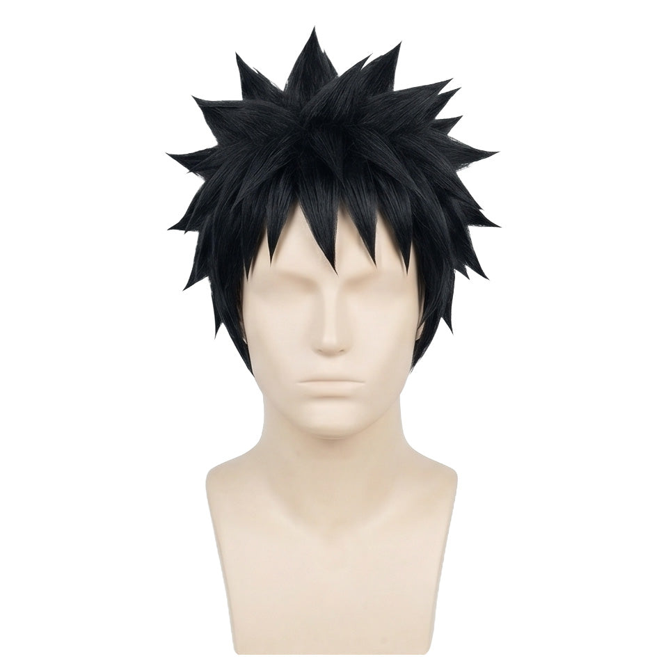 Front view of Obito Uchiha cosplay wig before trimming and styling