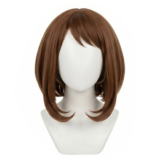 Brown anime cosplay wig inspired by Ochaco Uraraka