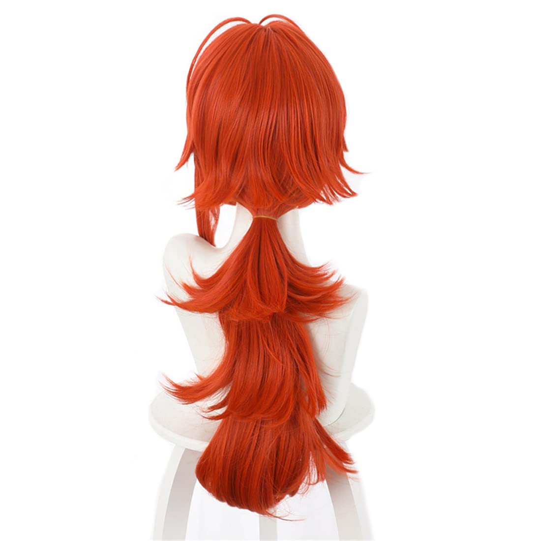 Flame-Fueled Transformation: Diluc Orange Long Wavy Wig for Genshin Impact Cosplay - Morojowig