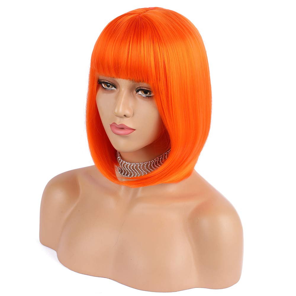 Leeloo Wig : Orange Short Bob Hair 12"