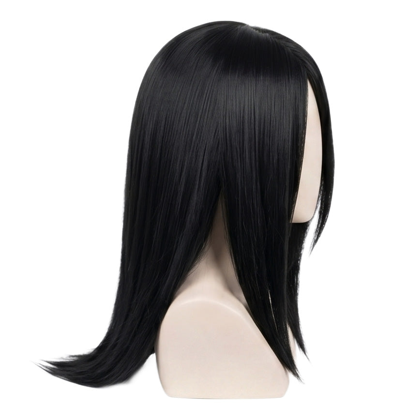 Side view of long black Orochimaru basic cosplay wig