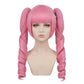 Front view of Perona cosplay wig in pink, basic style ready to trim and style