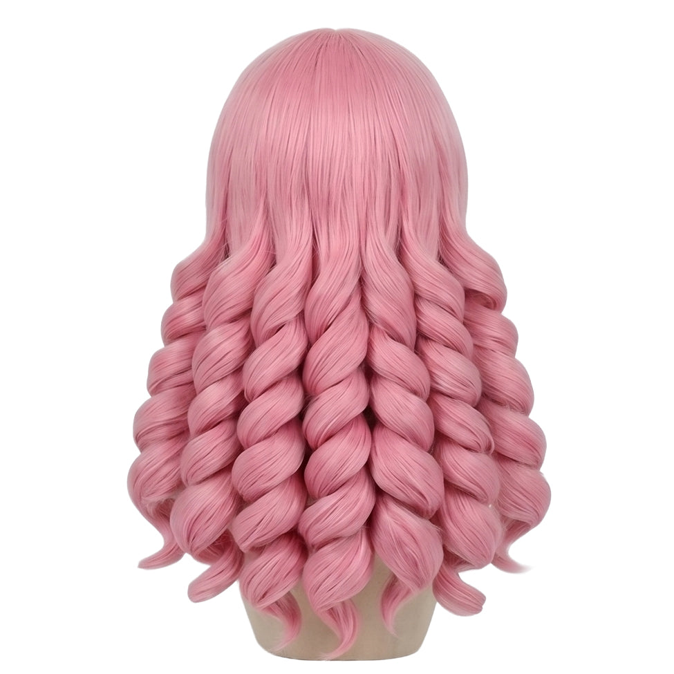 Back view of Perona cosplay wig highlighting flowing, layered curls