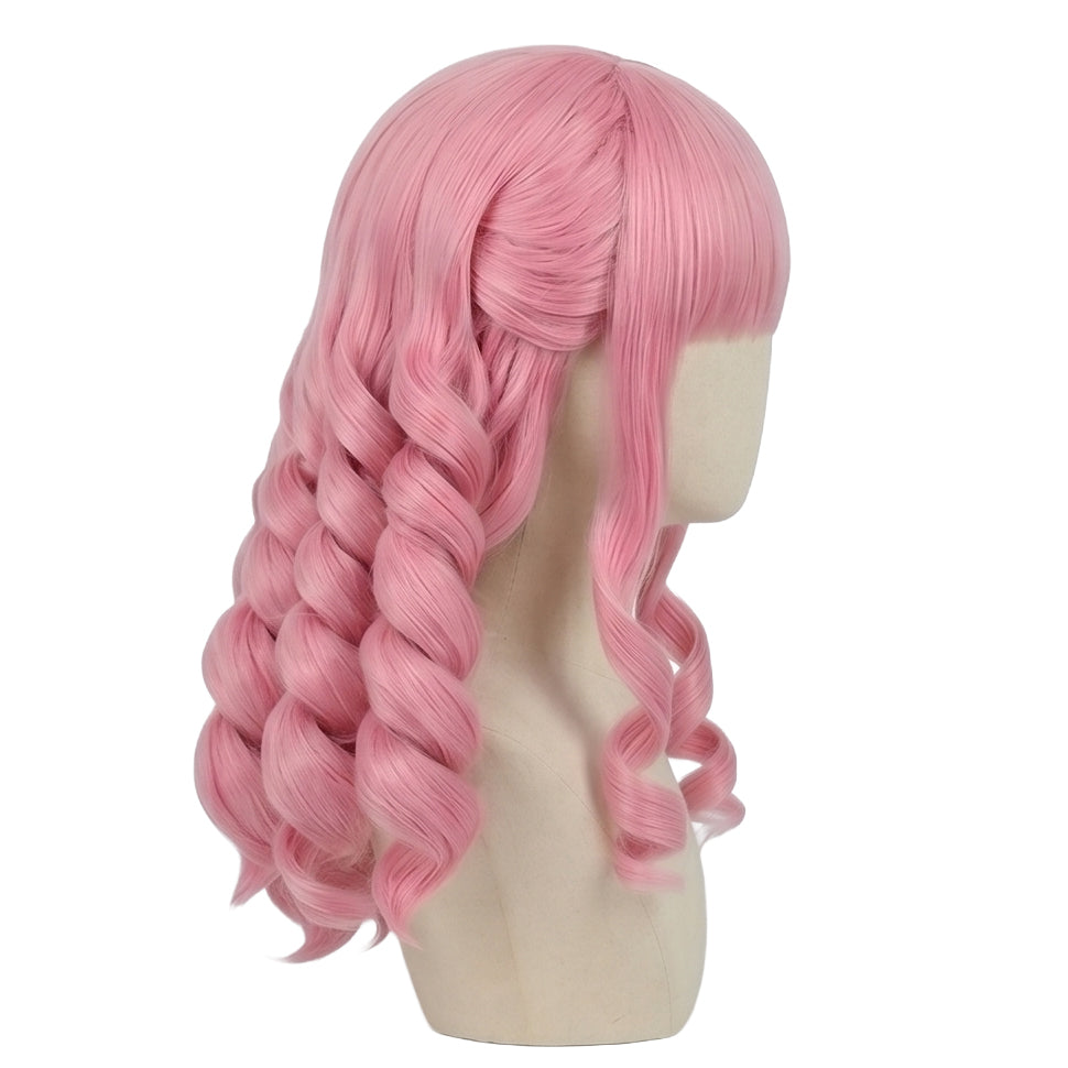 Side view of Perona wig showing voluminous curls and anime-accurate styling