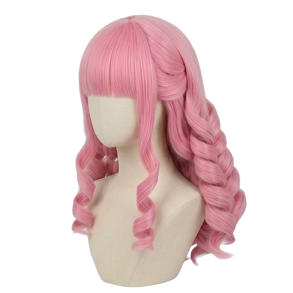 Perona wig fibers showing smooth, soft texture and vibrant pink color