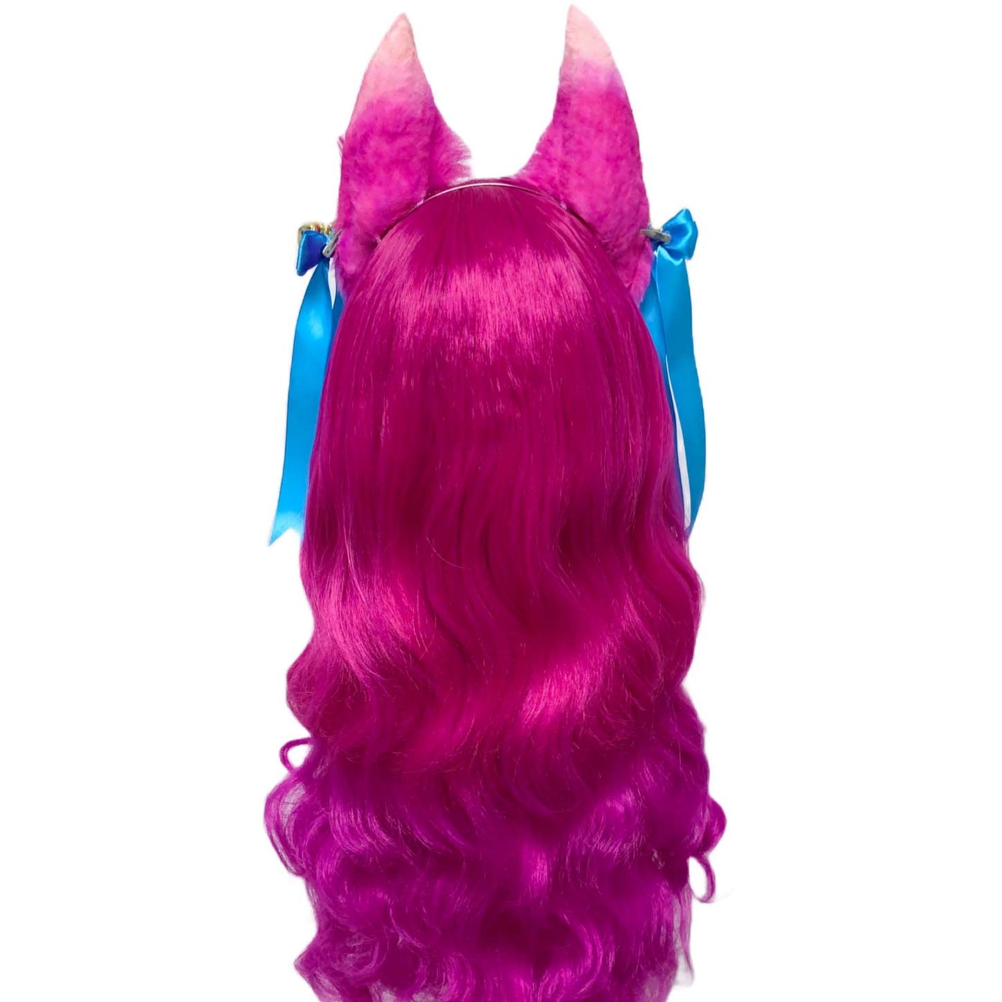 Spirit Blossom Ahri Cosplay Wig LoL Cosplay Long Gradient Pink Wig with Ears
