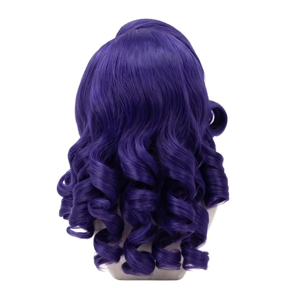 Rarity My Little Pony cosplay wig displaying the full shape and volume of its signature purple curls from the back