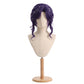 Velvette cosplay wig from Hazbin Hotel with long desire-red curly pigtails, bangs, and white swirl streaks