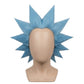 Front view of Rick Sanchez cosplay wig with iconic blue spiky hair