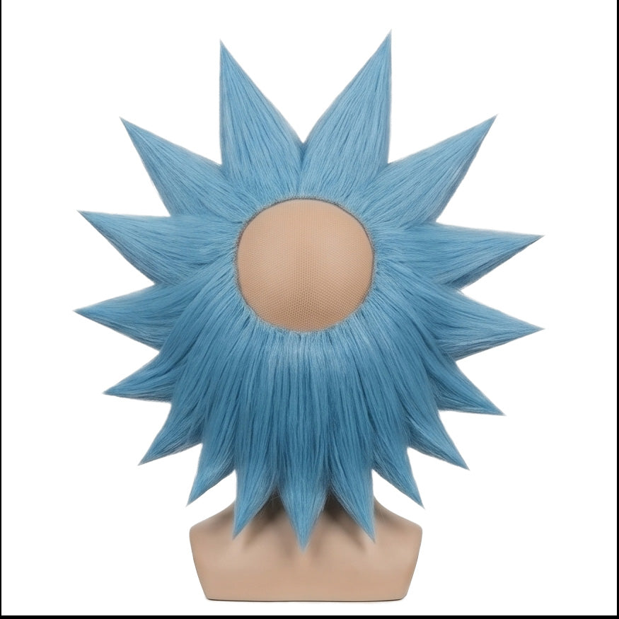 Back view of Rick Sanchez cosplay wig featuring the signature bald spot