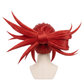 Back view of Gachiakuta Riyo cosplay wig with layered crimson-red hair