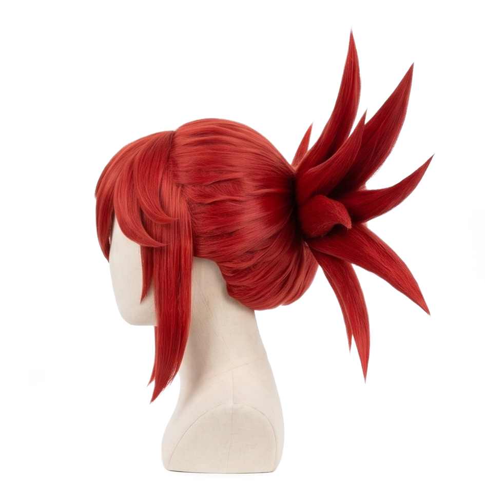 Side view of Riyo Reaper wig showing signature scissor-shaped side loop