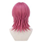 Back view of Romance Saja cosplay wig showing the full voluminous pink hairstyle, rounded heart-inspired shape, layered synthetic fibers, and character-accurate silhouette