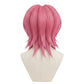 Back view of Romance Saja pink cosplay wig with full volume