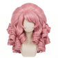 Front view of Rose Quartz cosplay wig with long curly pink ringlets