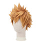 3/4 view of Kingdom Hearts Roxas wig displaying the dynamic blonde spiked front, feathered layers, and handcrafted cosplay styling