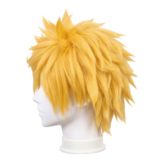Side view of Kingdom Hearts Roxas blonde basic cosplay wig