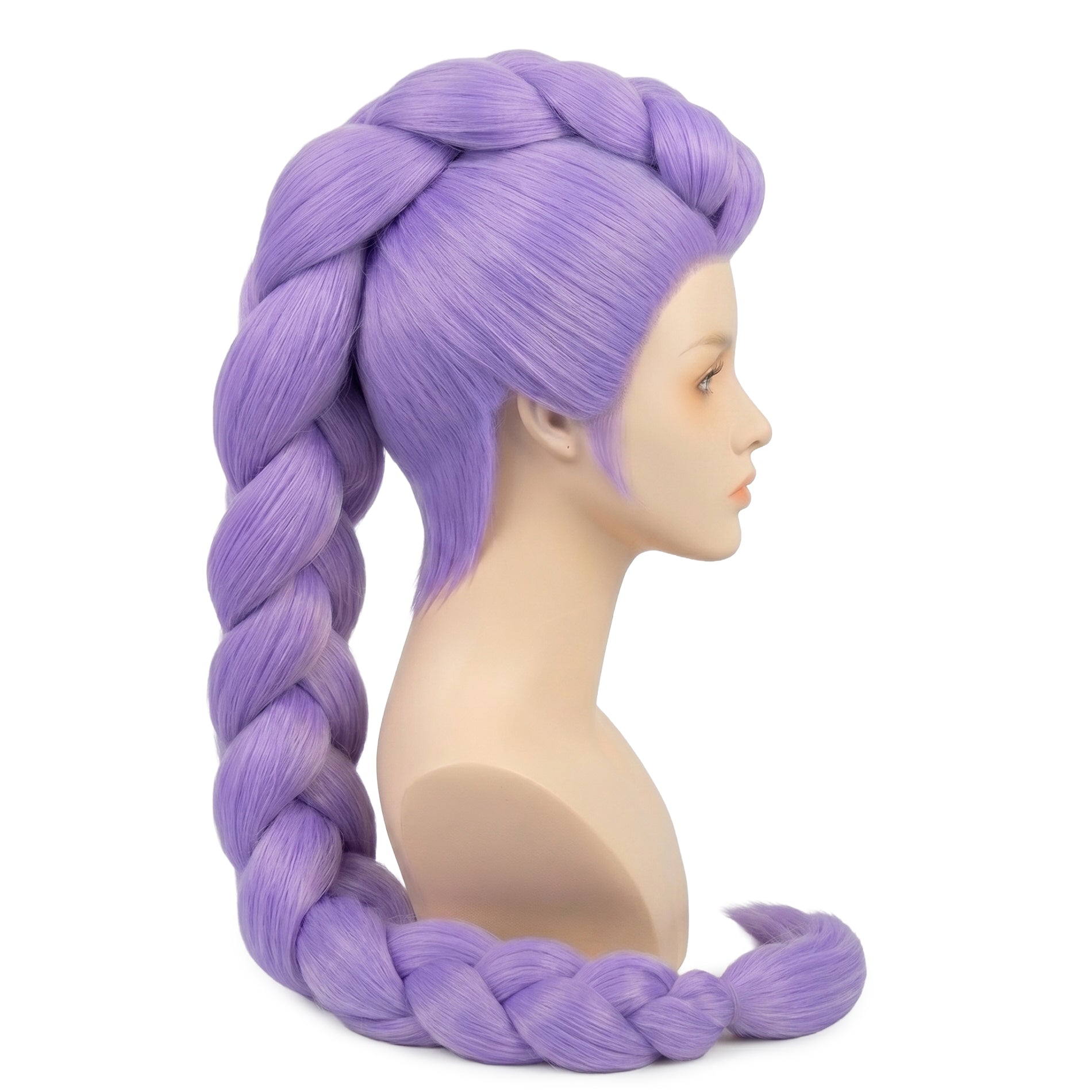 Side view showing full braid length on Rumi Kang wig