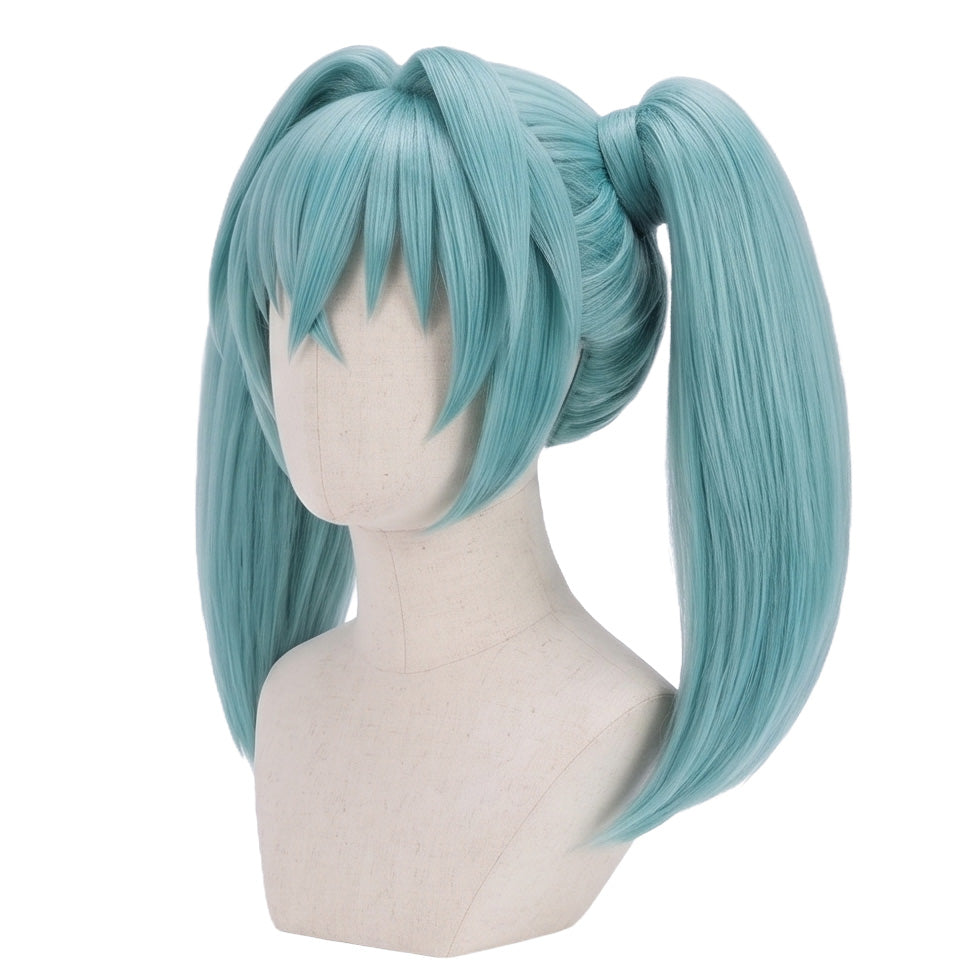 Light blue anime cosplay wig inspired by Runo Misaki from Bakugan