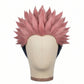 Front view of Ryomen Sukuna cosplay wig with layered pink spiky hair