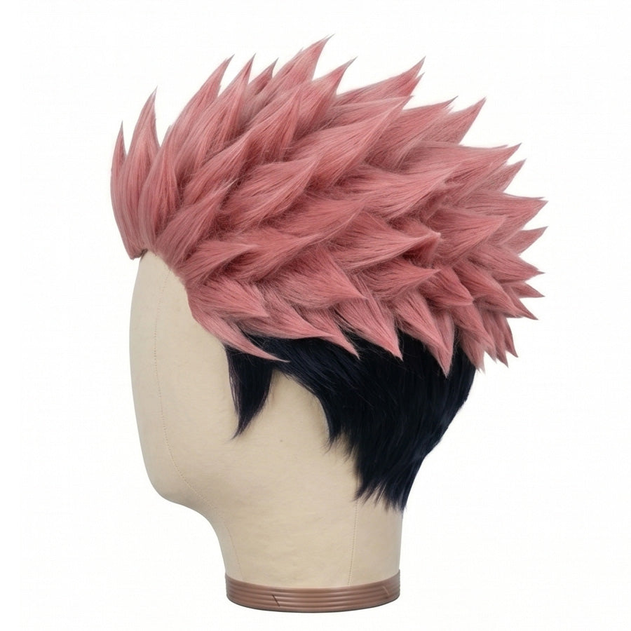 Side view of Sukuna wig showing anime-accurate textured spikes