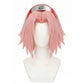Front view of Sakura Haruno cosplay wig with straight pink hair