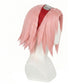 Side view of Sakura Haruno wig showing shoulder-length clean cut
