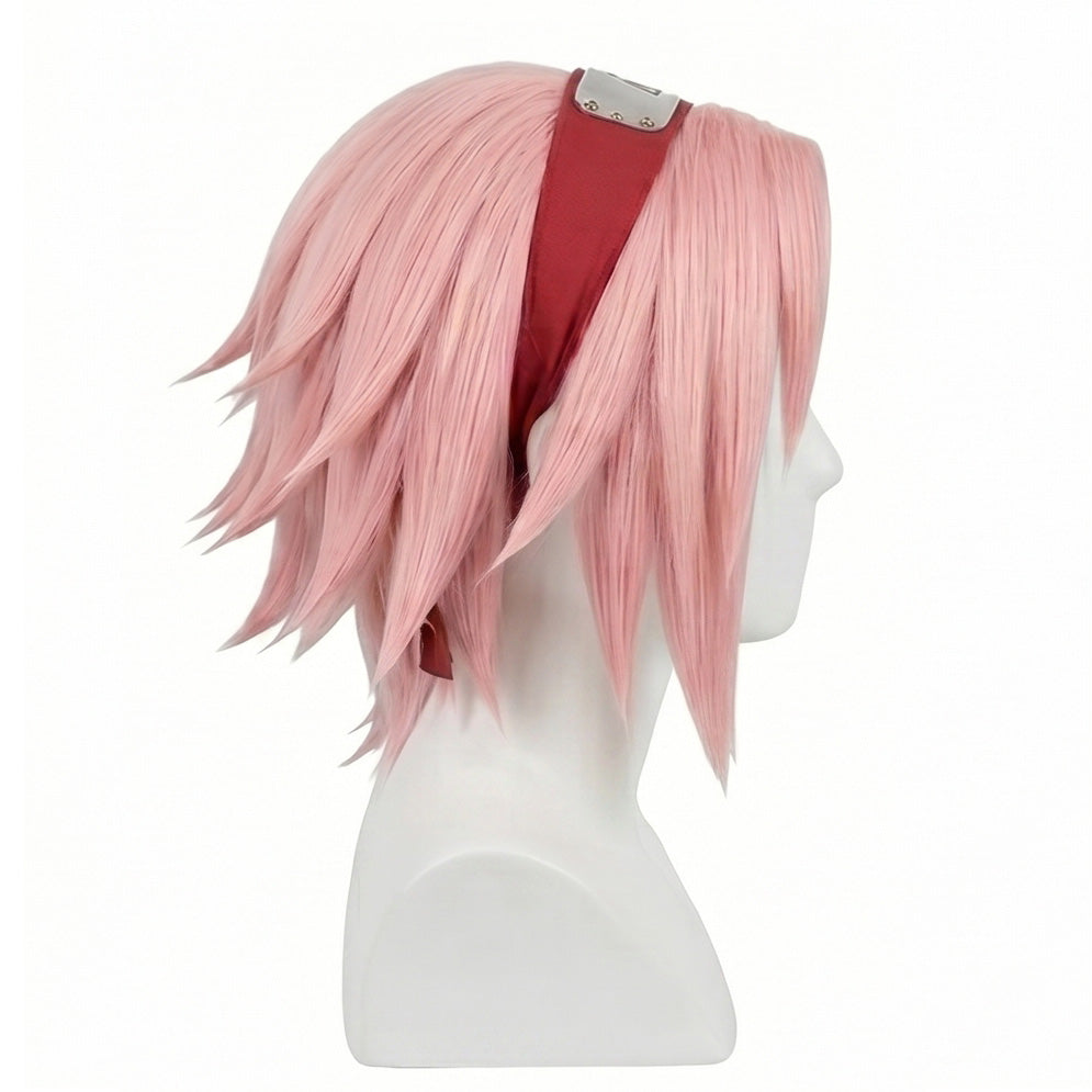Side view of Naruto Sakura Haruno basic pink wig