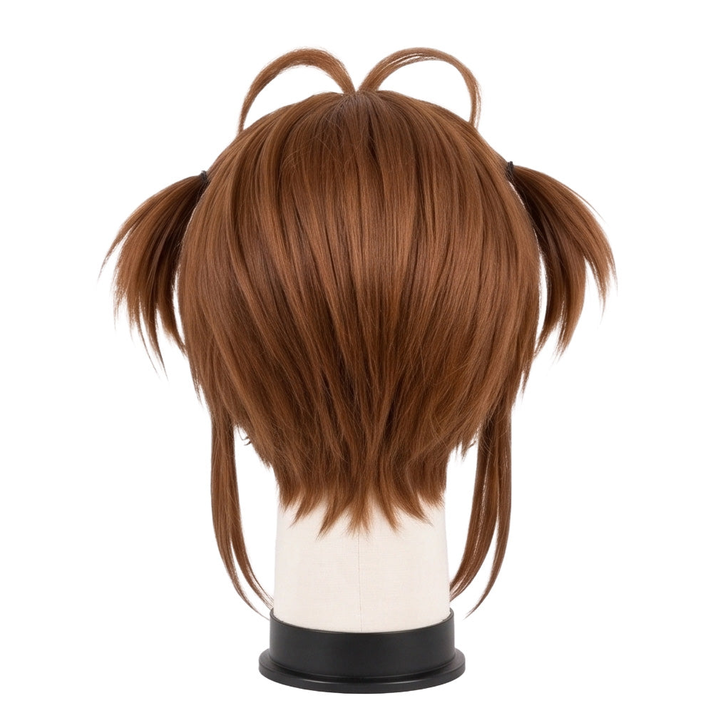 Back view of Sakura Kinomoto light brown bob cosplay wig