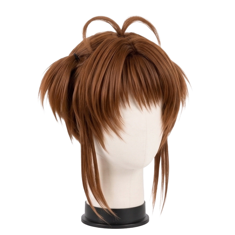 Three-quarter view of Sakura Kinomoto short bob basic cosplay wig