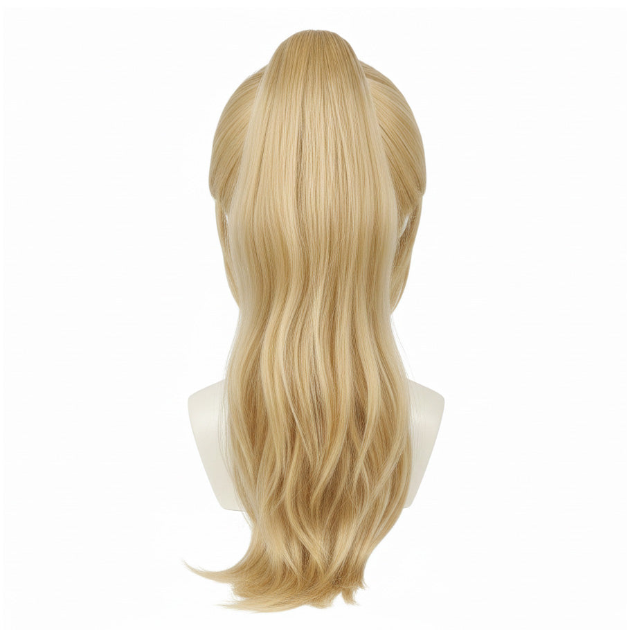 Back view of base wig for Samus Aran ponytail styling