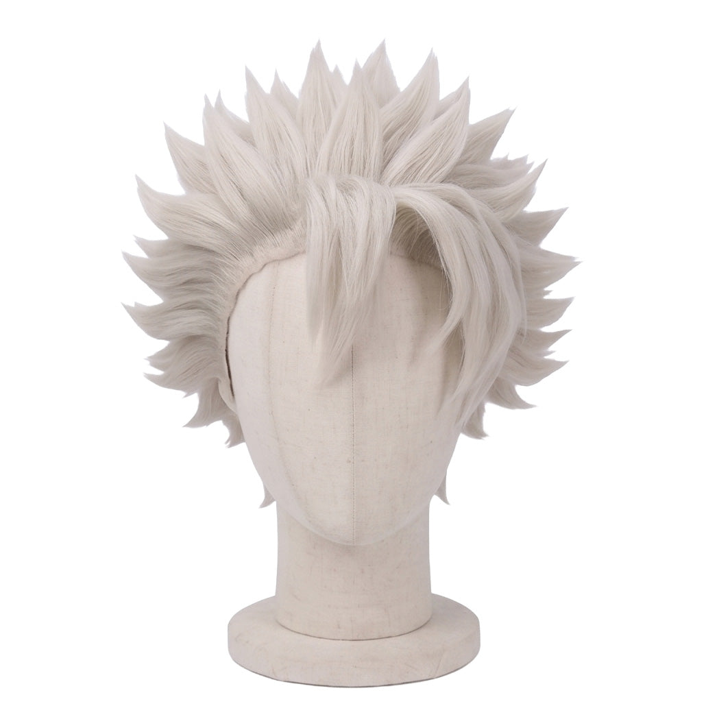 Silver-white spiky anime cosplay wig inspired by Sanemi Shinazugawa from Demon Slayer
