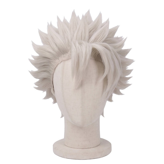 Silver-white spiky anime cosplay wig inspired by Sanemi Shinazugawa from Demon Slayer
