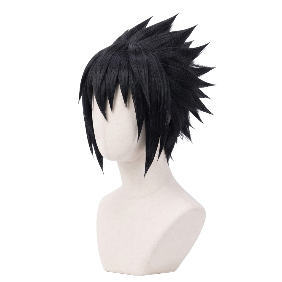 Black anime cosplay wig inspired by Sasuke Uchiha from Naruto