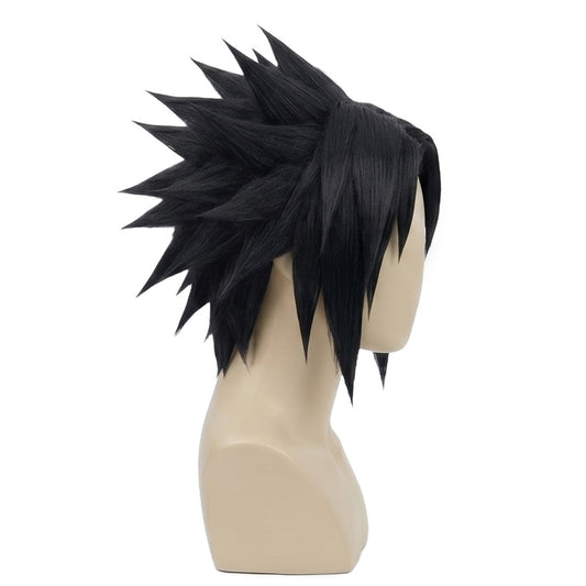 Side view of premium Sasuke wig inspired by Naruto Shippuden