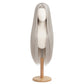 Front view of Sephiroth cosplay wig with long silver hair from Final Fantasy