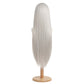 Back view of Sephiroth long flowing silver cosplay wig